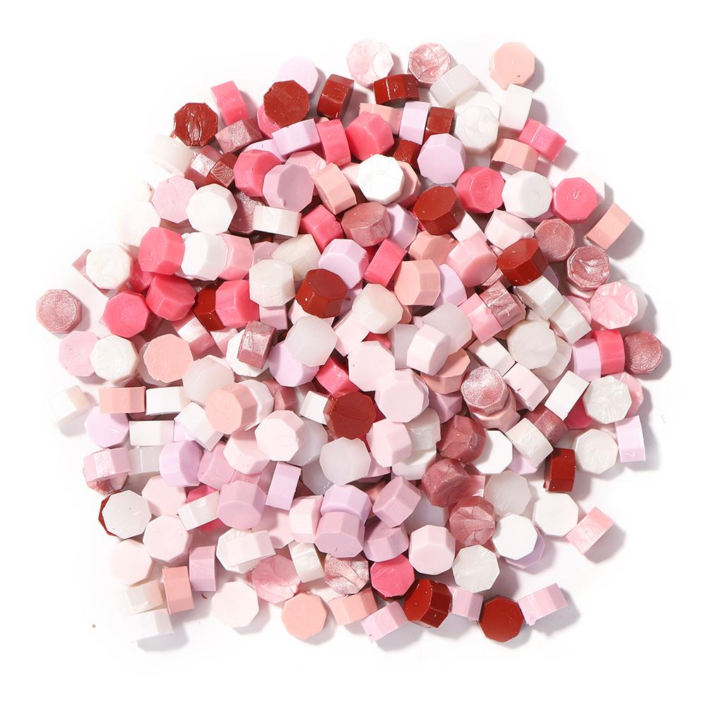 100pcs Octagon Red Sealing Wax Beads Retro Seal Stamp Beaded for Wedding Birthday Card Vintage Craft Envelope Letter Decor