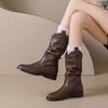 Versatile Martin Boots Retro Western Boots Women's New Autumn Pleated Stacking Tube Knight Women's Single Boots