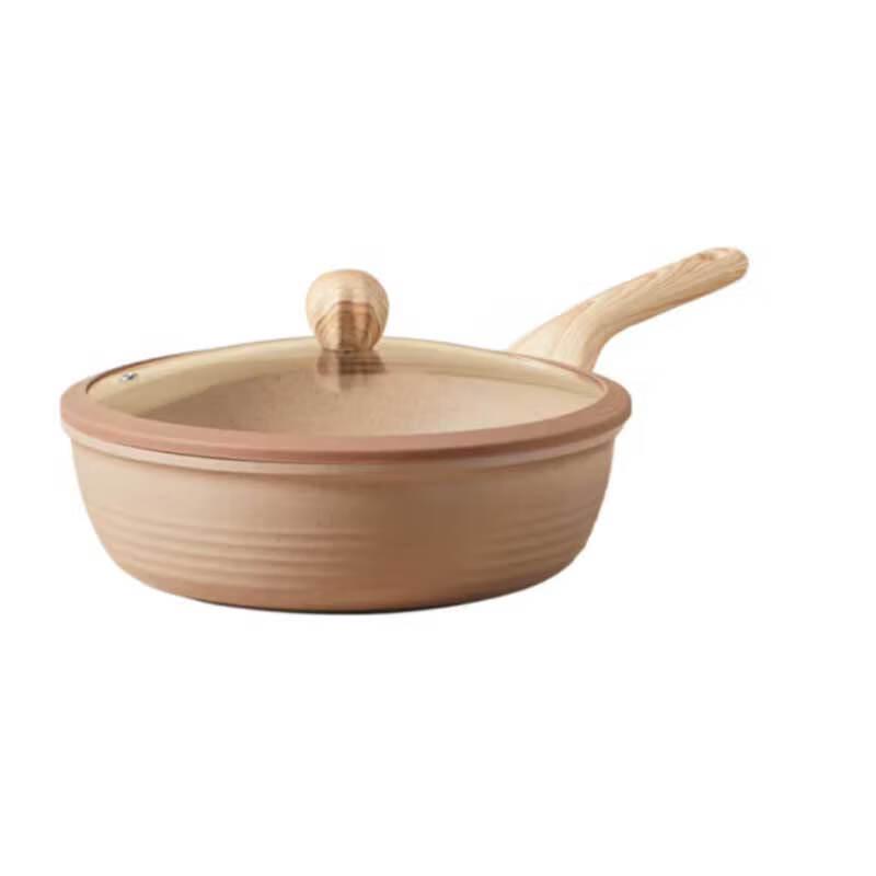 Chui Da Huang 24cm Maifan Stone Non-stick Frying Wok with Lid