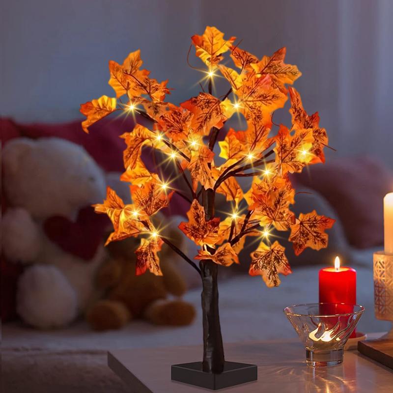 Artificial Lighted Maple Tree Lamp with LEDs for Indoor Home Autumn Harvest Holiday Halloween Christmas Party Decoraiton