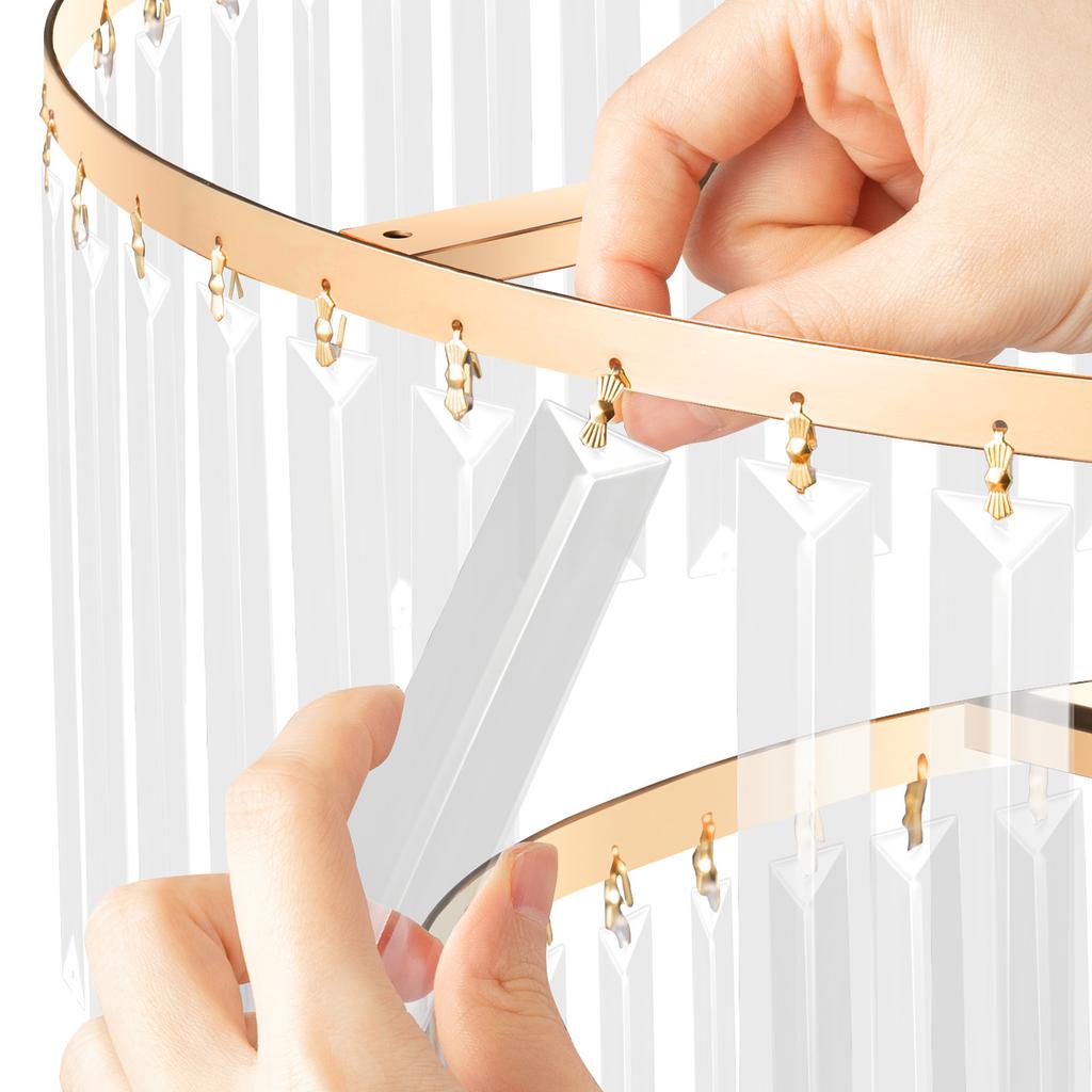 3 Tiers Wedding Vases Centerpieces Crystal Flower Stand, Modern Gold Round Pedestal Stand, Circular Chandelier Base for Wedding