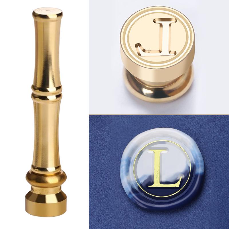 Mini Bamboo-Handled Stamp: 1.5cm Copper Head In Regular Script with Sealing Wax