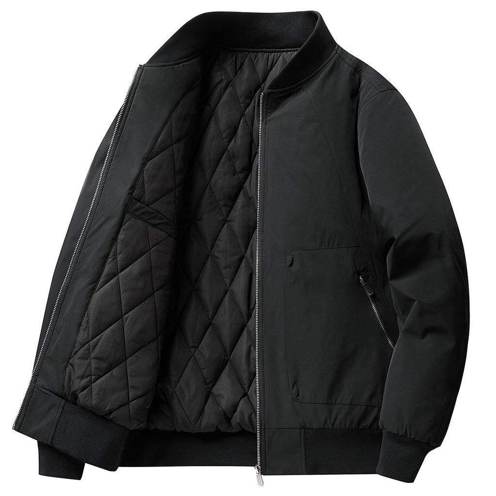 Men's Thickened Cotton Baseball Collar Jacket - Windproof American Workwear Style, Warm Autumn/Winter Outerwear
