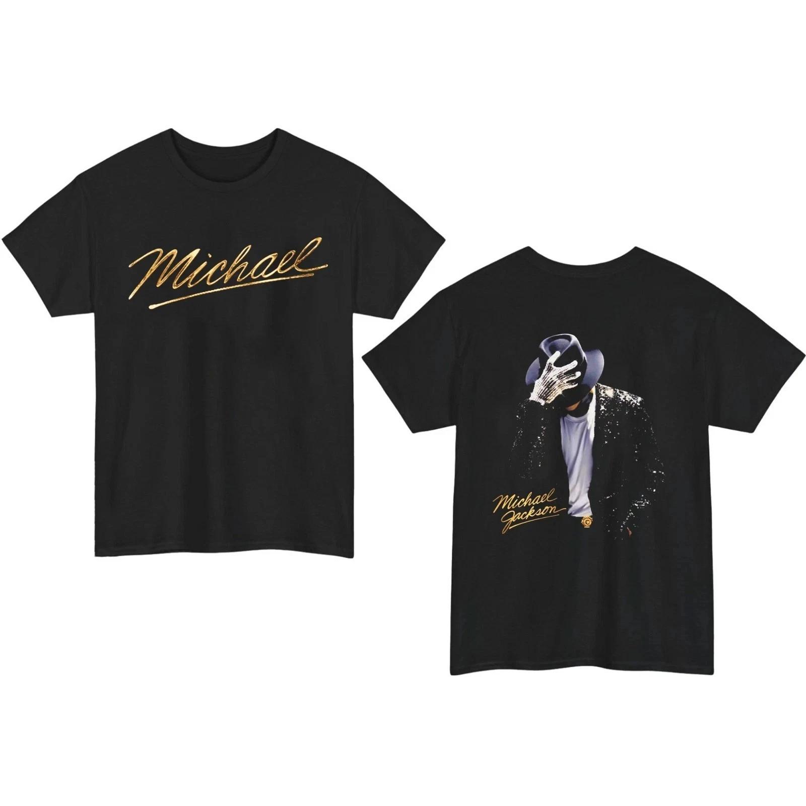 Michael Jackson T-T-Shirt King of Pop Double Sided Graphic Tee Mens Black Cotton 2XL