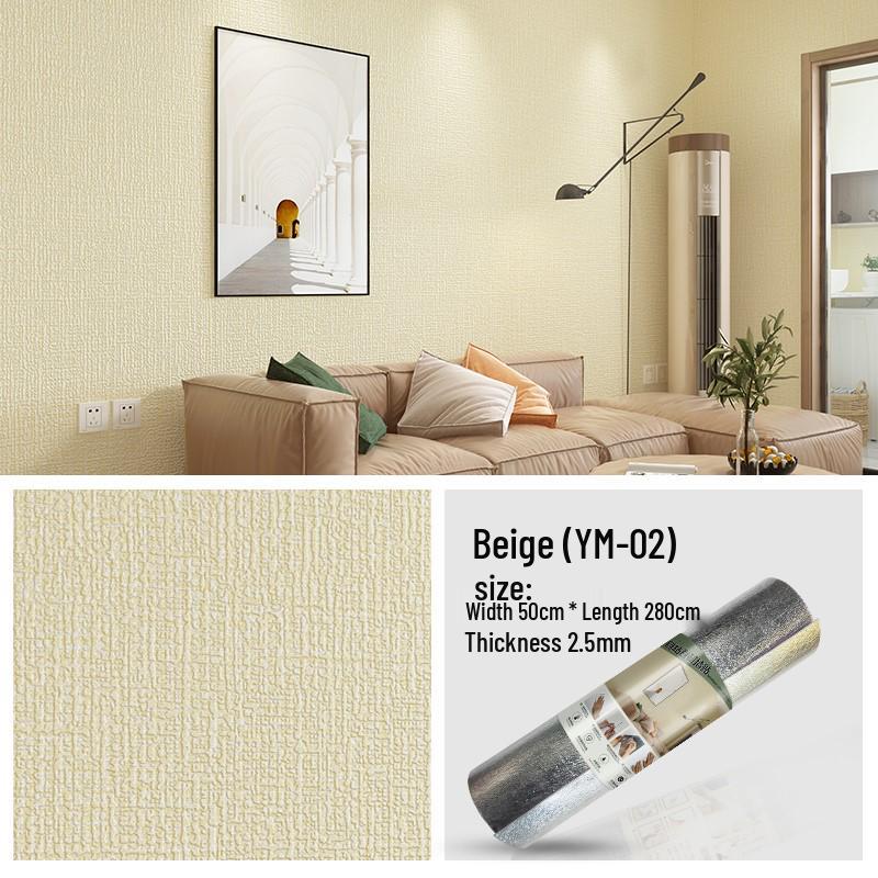 3D Self-Adhesive Linen Wallpaper: Thickened, Moisture-Proof, Light-Blocking, Thermal Insulation, Fire Retardant Aluminum Foil.