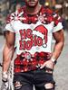 Men's Christmas T-Shirt 3D Print Santa Claus Reindeer Short Sleeve Casual Tee Top
