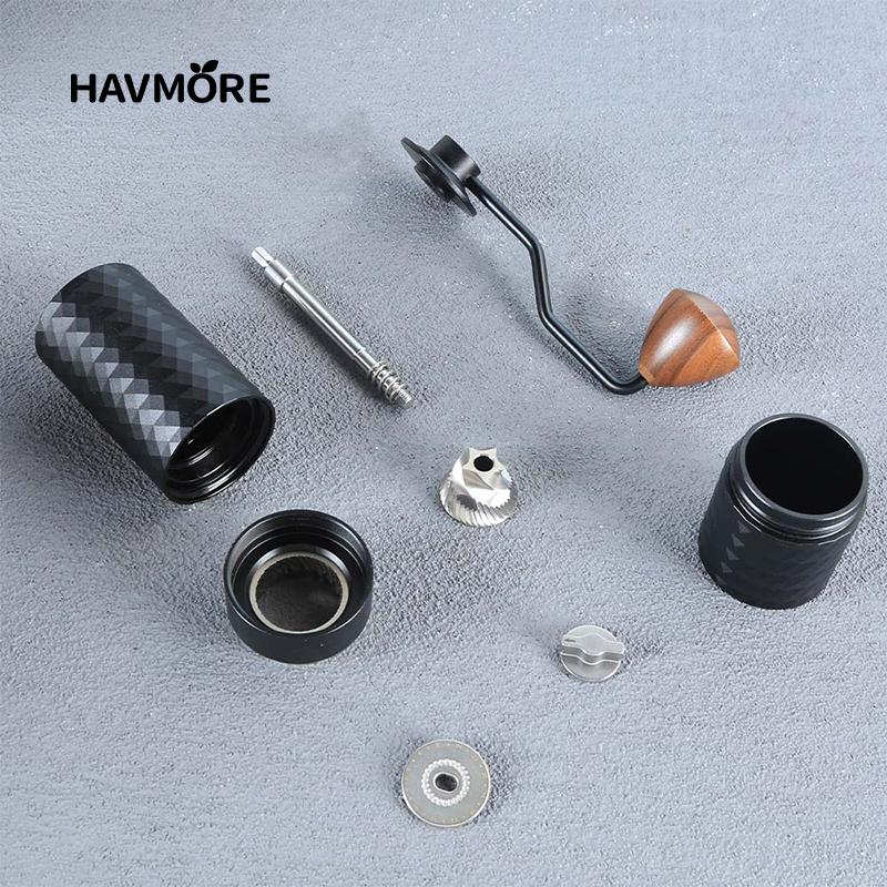 HAVMORE Upgrade Ruční kávomlýnek CNC Profesionální Nerezová ocel Diamantový Nastavitelný Ruční Mlecí Kameny Mletí Kávových Zrn