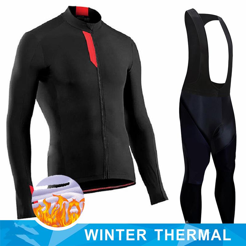 Men 2026 Winter Velvet Warm Cycling Clothing Suit Set Thermal Fleece Bicycle Jersey Set MTB Warm Bike Jersey Set Ropa