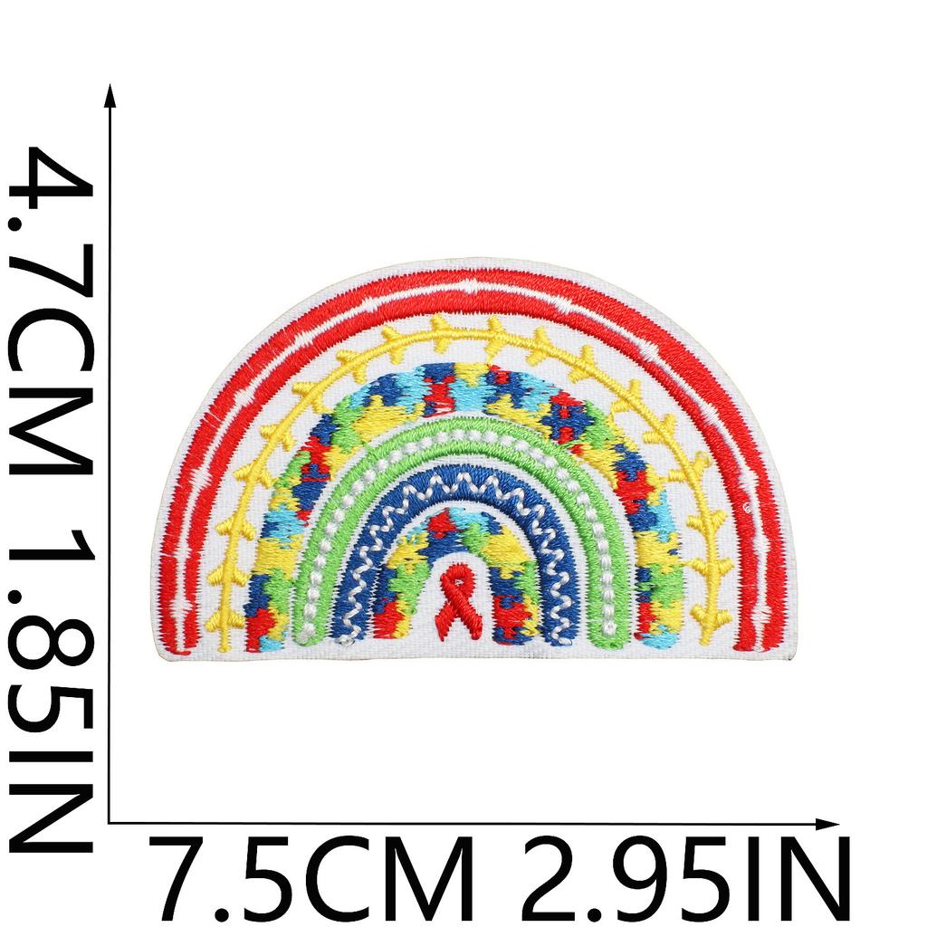 Färg pussel broderi tyg klistermärke liten dinosaurie dator broderi etikett tecknad sköldpadda autism kampanj patch klistermärke strykning