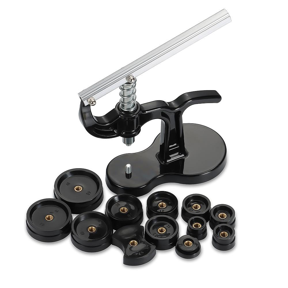 

Professional Watch Back Case Press Tool for Close Watch with 12 Mould Sizes Back Blue Cover Press Watch Presser Repair Tools Kit чорний