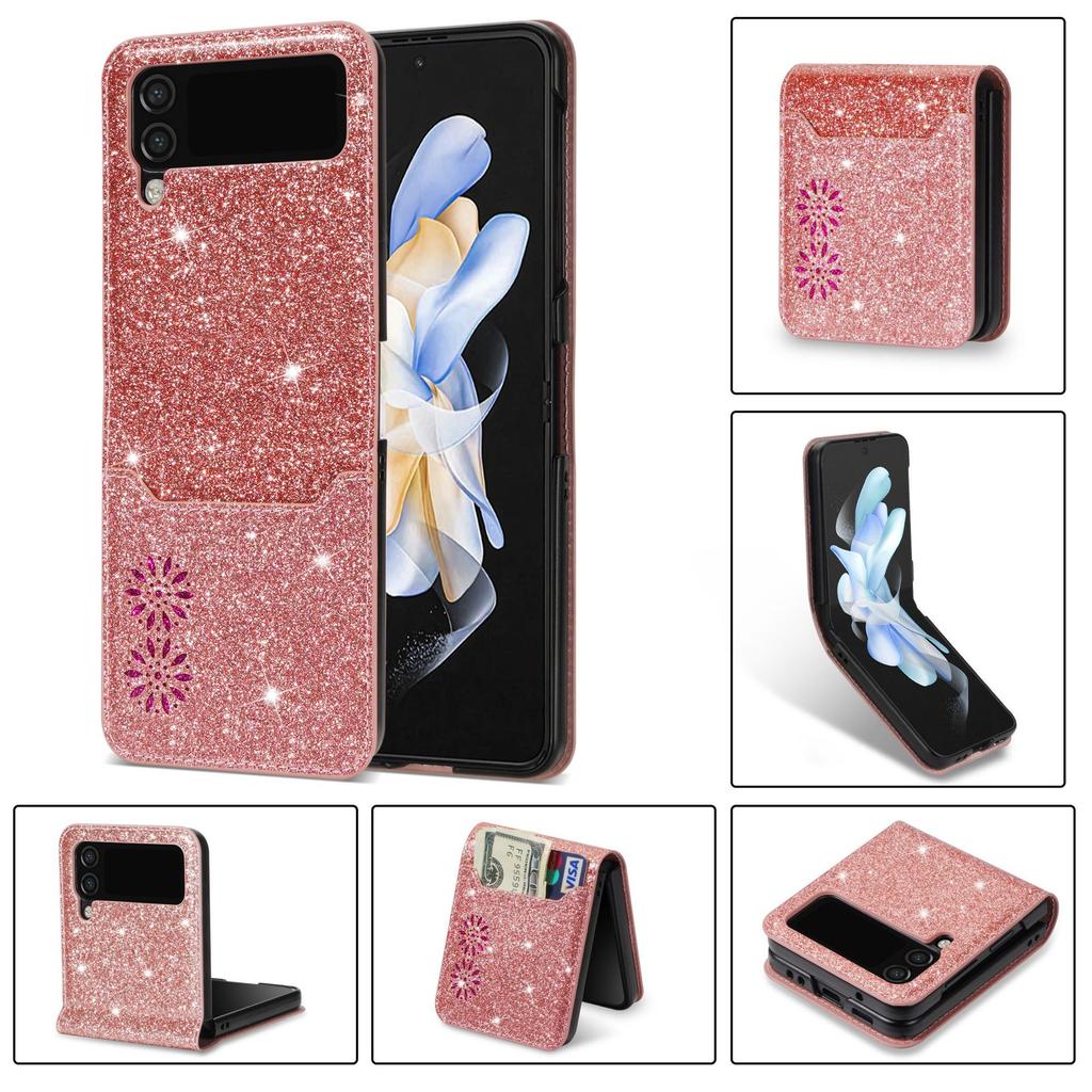 Suitable for Samsung Z Flip4 Mobile Phone Case Z Flip3 Glitter Star Card Anti-drop Protective Case 3rd Generation Folding