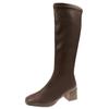 Long Tube Women's Knee-length Cotton Boots Autumn New All-match Square Toe Plus Fleece High Tube Block Heel Skinny Boots