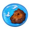 6PCS North Pine Epoxy Resin River Coaster Blue Insulation Mat Pot Bearing Solid Wood Zen Wave Coaster Mat