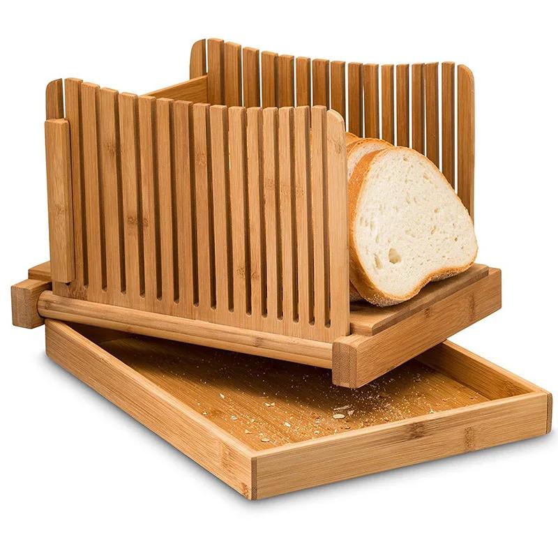 Household Bamboo Multifunctional Bread Cutting Plate Sliced Cutting Board Foldable Bread Slice Tray