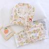 Cute girly pajamas imitation cotton cartoon sweet lace long sleeve comfortable loungewear suit