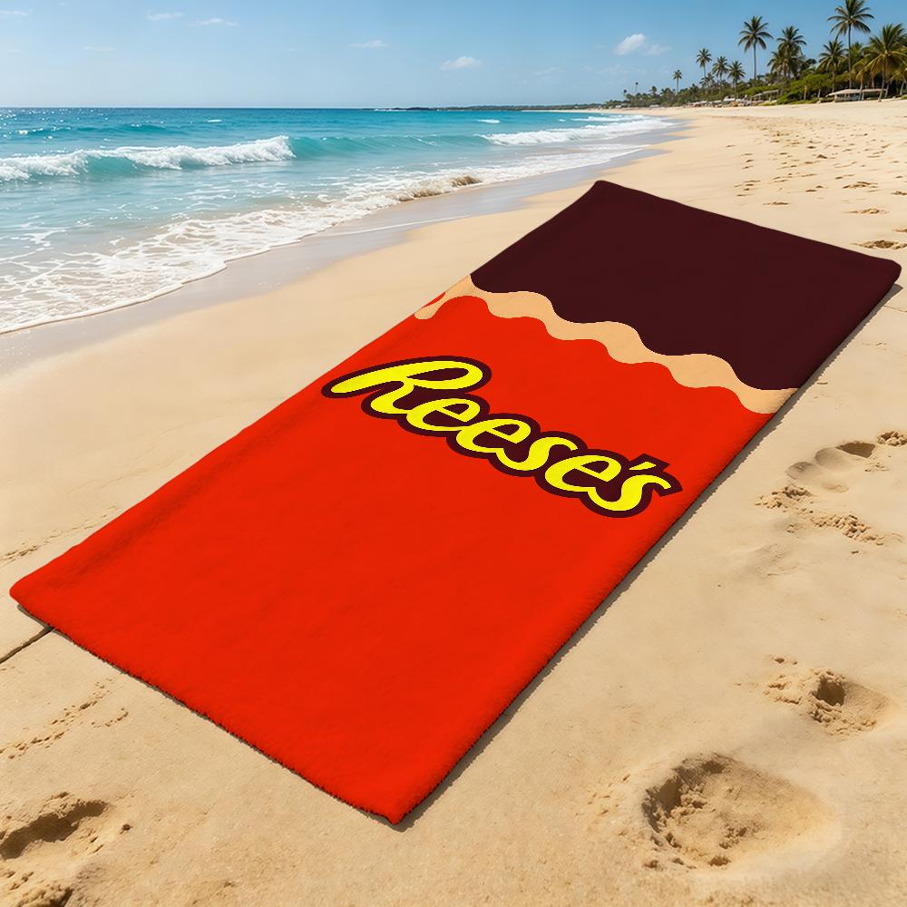 E-Reeses-ES Logo Chocolate Towel For Outdoor Camping Beach Towel Super Absorbent Quick-Drying Summer Towel