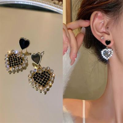 Fashion Black Love Dangle Earrings  for Women Girl Gift Jewelry Wholesale