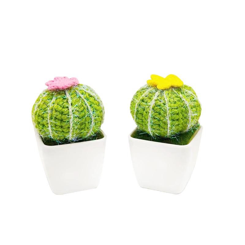 1PC Kreative Mode Kaktus Topf Hand Gestrickte Desktop Ornament Simulation Bonsai Woven Geschenk