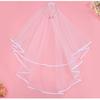 Delicate White Pearls Embellished Hairband Headdress Combined Veil For Bride Formal Event And Everyday Wear