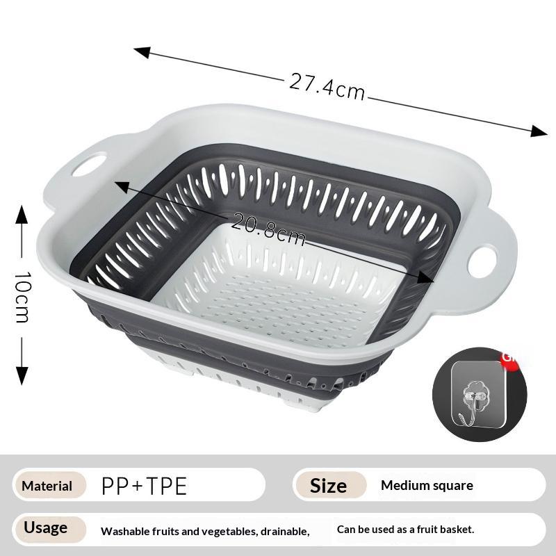 Silicone Folding Drainer Basket Portable Kitchen Fruit Vegetable Washing Folding Storage Kitchenware Drain Bowl