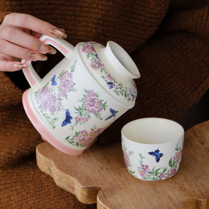 Retro Lagerstroemia Indica Floral Ceramic Mug Gift Set - High-End Bridesmaid & Wedding Thank You Present