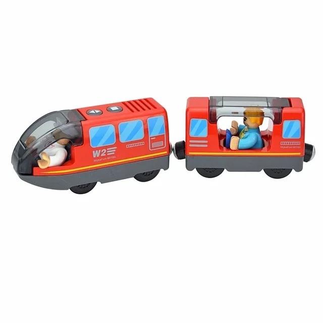 Non-Toxic Kids Battery Electric Train Toy Set Wooden Track Train Compatible With Wooden Track Railway Children'S Educational Toys Gifts