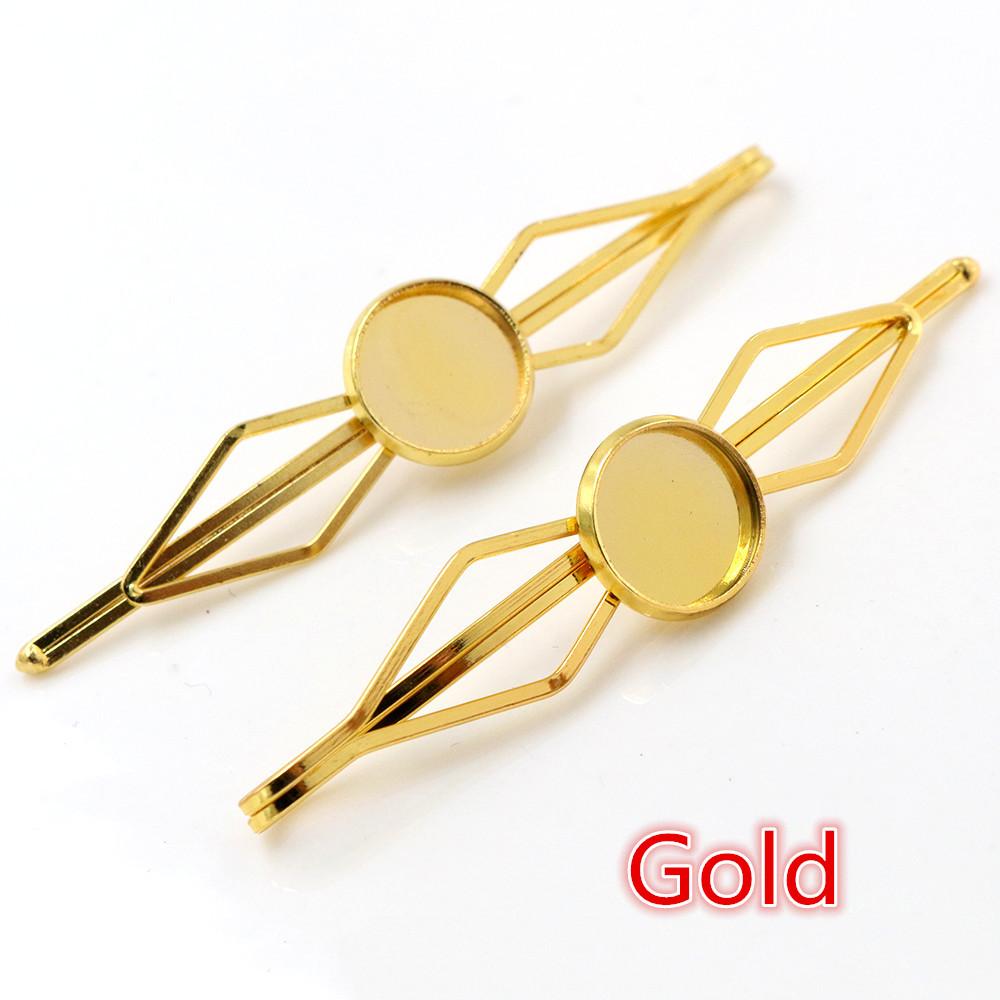 Fashion 12mm 10pcs 5 Styles High Quality 6 Colors Copper Material Hairpin Hair Clips Hairpin Base Setting Cabochon Cameo Base