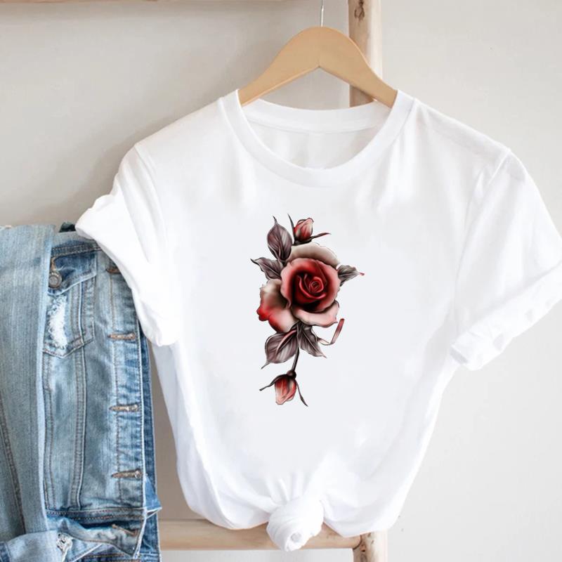 (European Size)90s Women Print Lady Female Cactus Plant Lovely Trend Tee Top Fashion T Shirt Clothing Casual Short Sleeve Graphic T-shirt