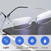 Ultra-light Frameless Design Eyeglasses Titanium Alloy TR90 Material Eyeglasses Frame Men Premium Quality Super Stretch Metal Temple Eyeglasses Frame
