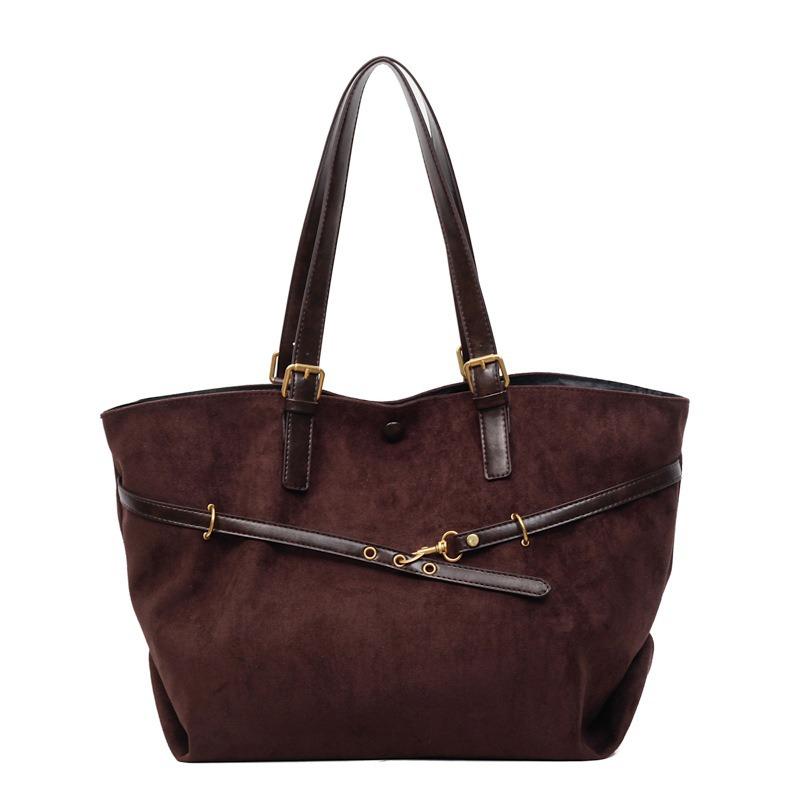 Autumn and Winter New Simple Retro Style Large Capacity Women's Tote Bag Literary and Artistic Fan Shoulder Armpit Bag