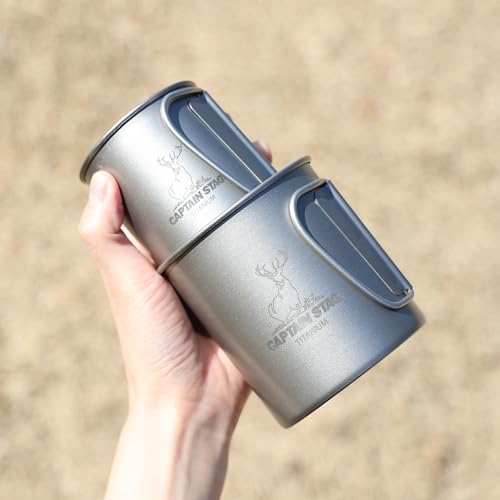 Captain Stag (CAPTAIN STAG) Outdoor Cup/Mug/Tumbler, Single Mug, 300ml, Folding Handle, Lightweight, Titanium, Made in Japan, Tsubame-Sanjo, UH-4502