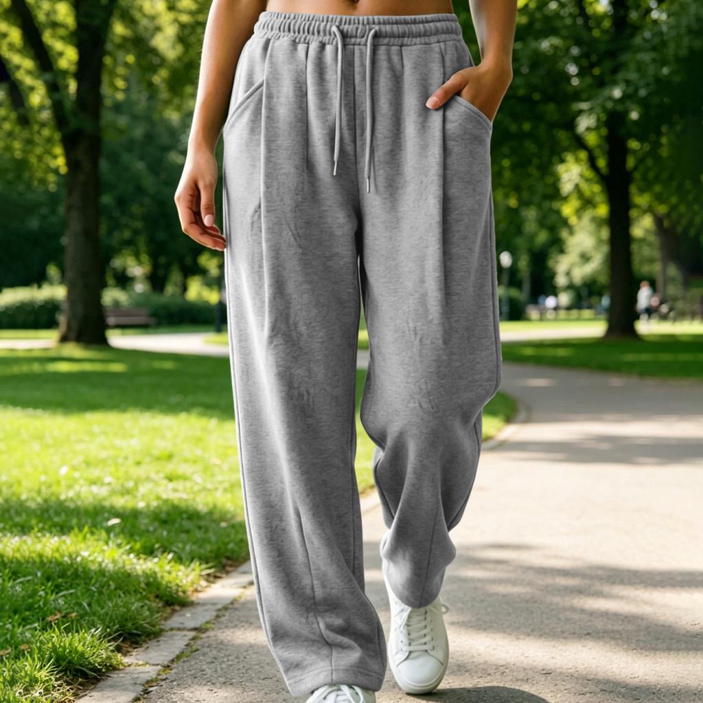 Women's High Waist Curved Wide Leg Pants Loose Flowy Casual Trousers for Daily Wear