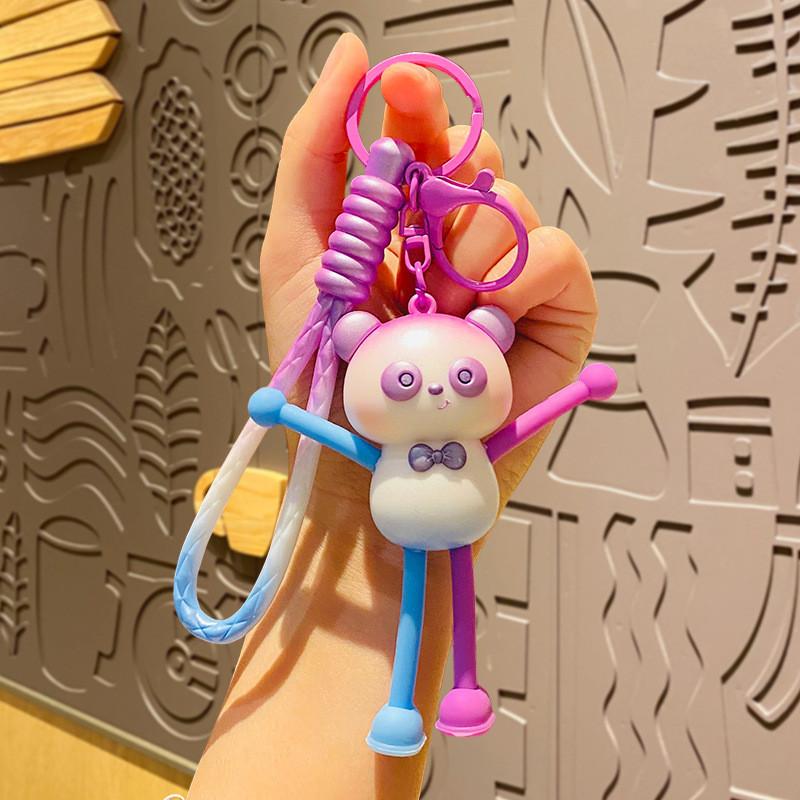 

Gradient Stretching Cartoon Panda Doll Couple Car Keychain Backpack Pendant фиолетовый