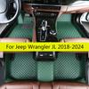 Car Floor Mats For Jeep Wrangler JL 4 Door 2024      2018 Luxury Leather Rug Cover Auto Foot Pads