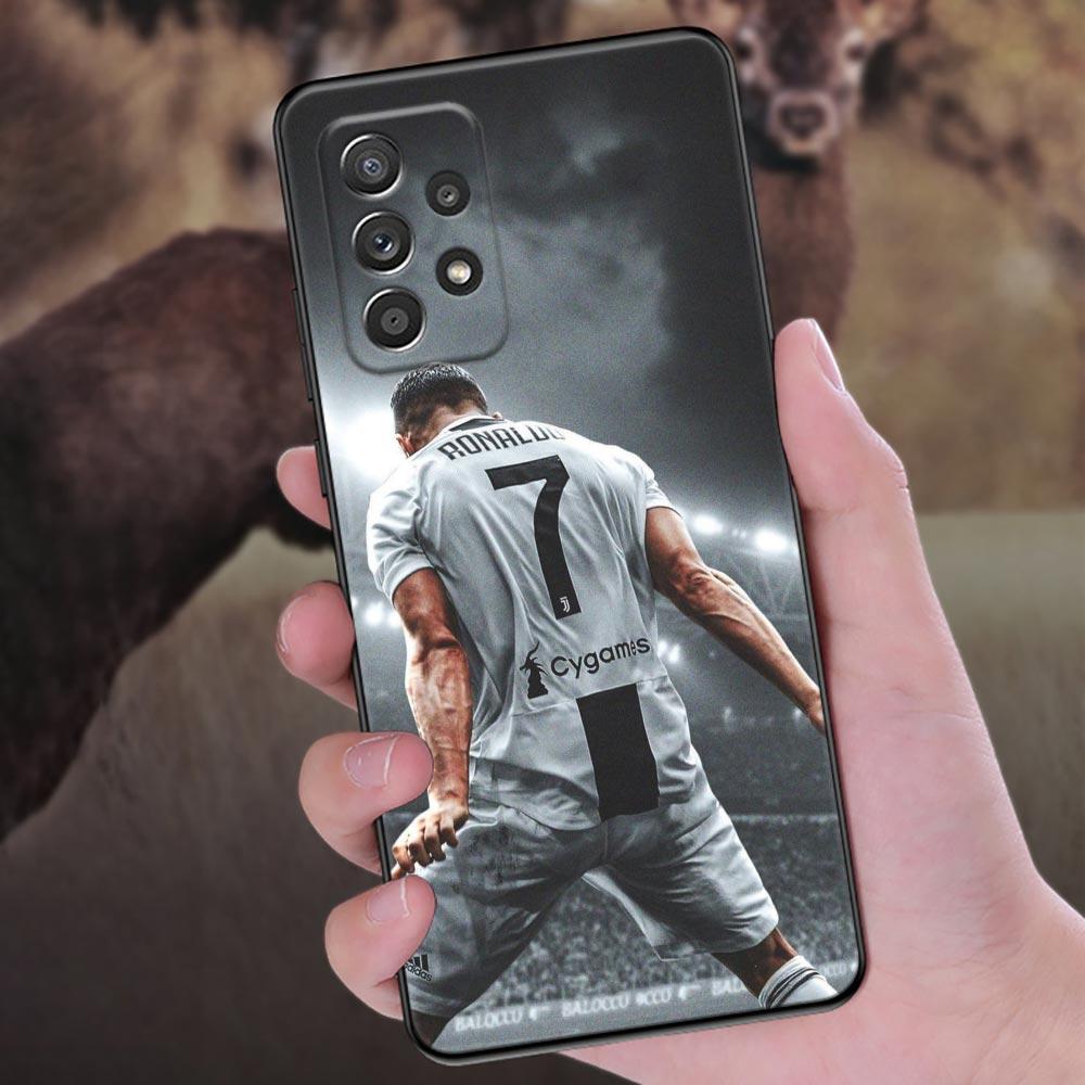 C-R-7 Dark Football Phone Case For Samsung Galaxy A57 A56 A37 A55 A36 5G A26 A54 A52 A35 A34 A25 A17 A16 A15 A07 A06 Soft Cover