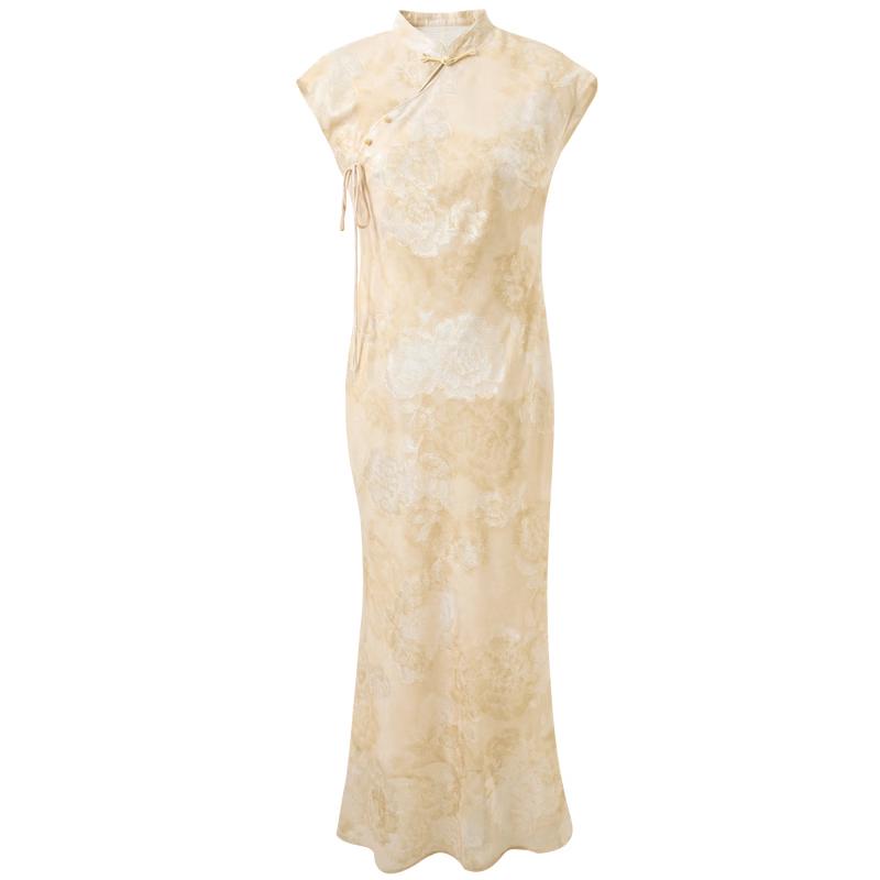 Sancai Cherry Blossom Jacquard Fishtail Dress