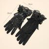 New Halloween Cosplay Dress Gloves Mesh Flash Diamond Black Lace Bow Gloves