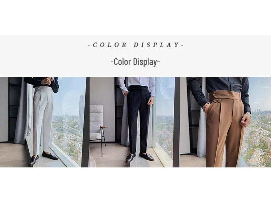 Men's Slim Fit High-Waisted Casual Business Trousers