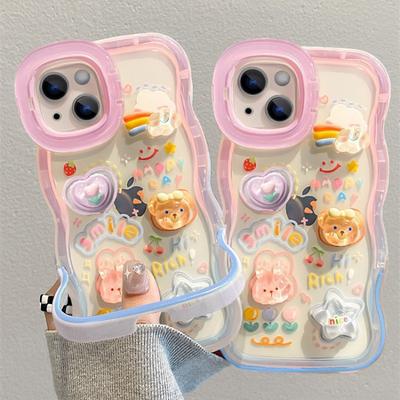 Kreslený 3D držák na telefon s podpěrou pro iPhone 16 15 14 13 12 11 Pro Max Plus X XS XR Duha Láska Srdce Držák Stojan Kryt