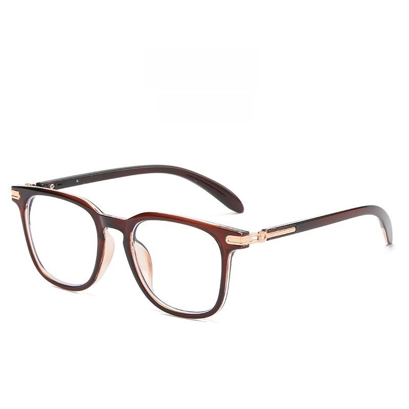 Retro Wood Grain Square Eyeglasses Frame For Men And Women With Blue Light Blocking In Classic Black