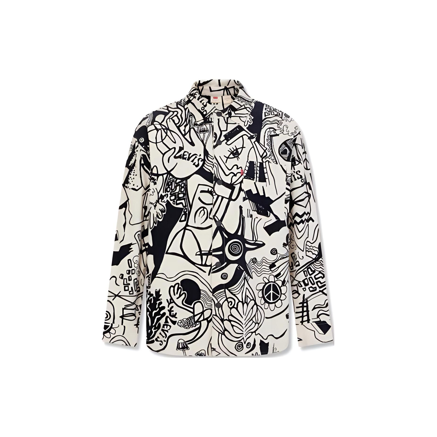 

Рубашка с длинным рукавом Levis Graffiti Cartoon Anime Pattern Printed Men Shirt A6808-0001 L