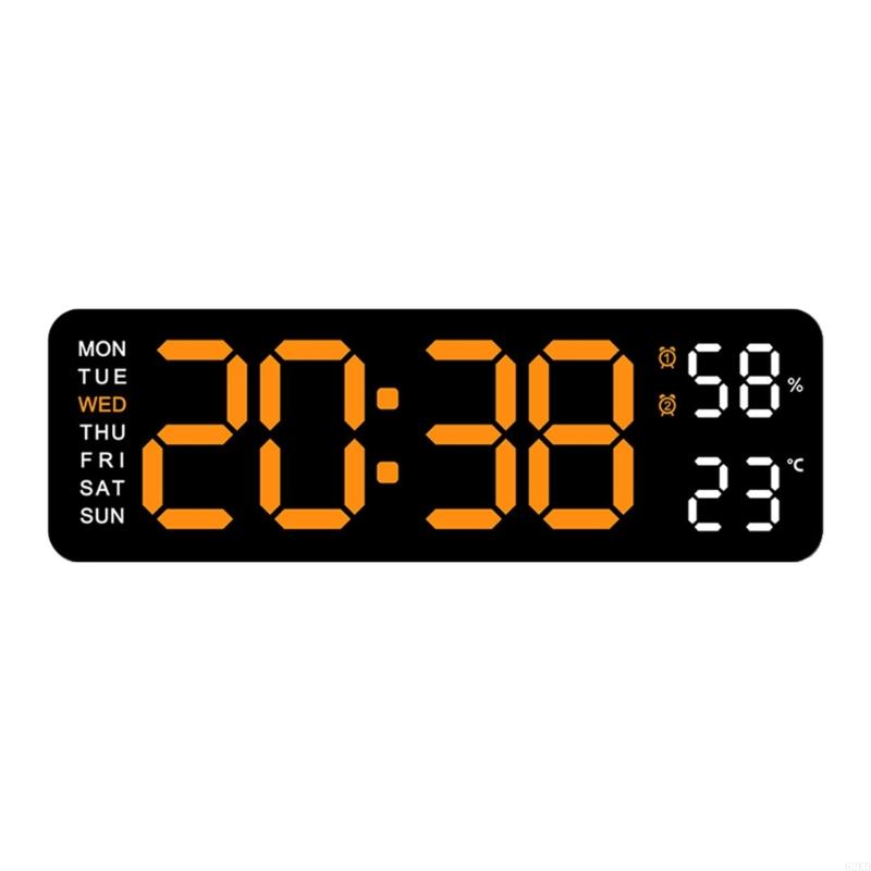 62KD Large Digital Wall Clock 9Inch LED Alarm Clock Big Screen Calendar Temperature