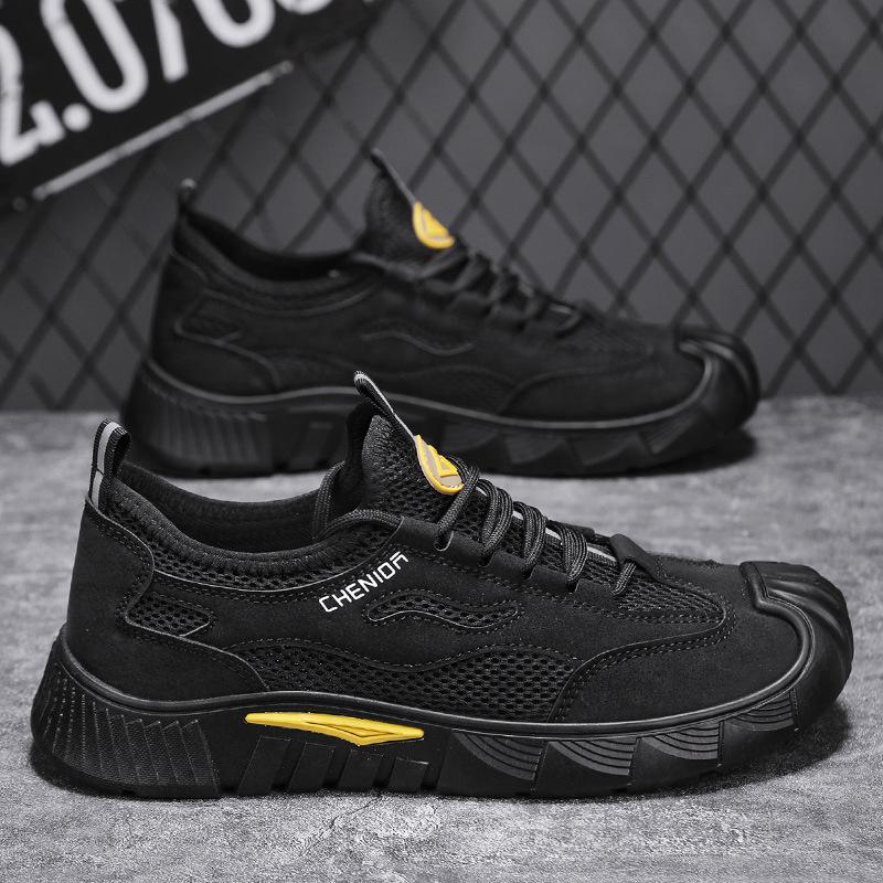 2025 Spring New Men's Shoes Mesh Breathable Casual Labor Protection Shoes Fashionable and Versatile Outdoor Travel Shoes Dirt-Resistant Single Shoes