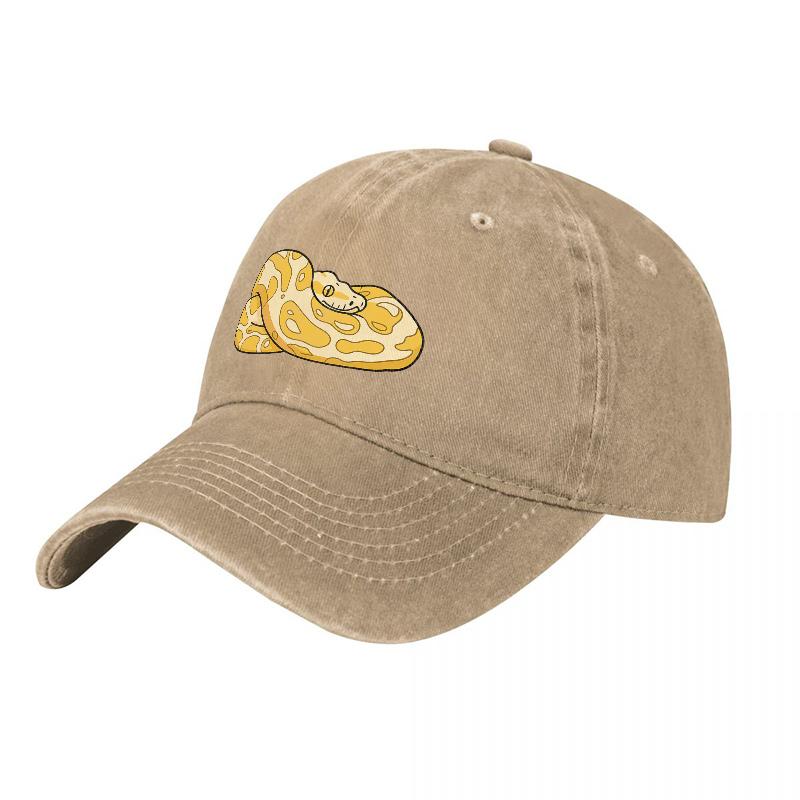 Snake Embroidered Washed Cotton Baseball Cap Classic Fit Unisex Outdoor Hat With Vintage Design And Comfortable Adjustable Back