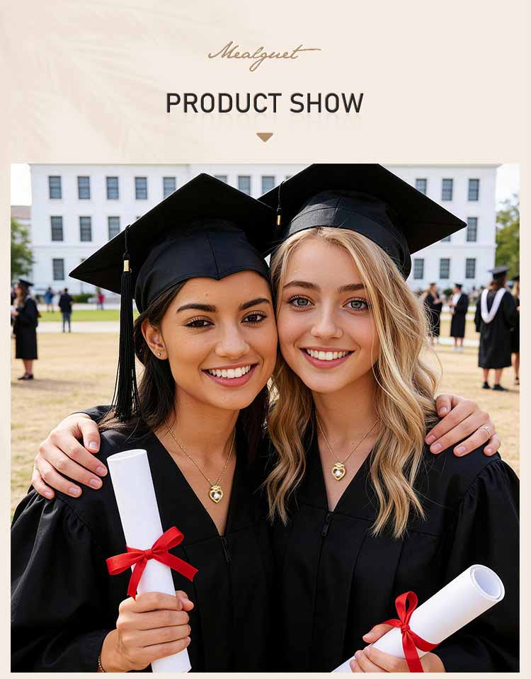 Luxury 14K Gold Plated Heart Graduation Cap Necklace for Women Zircon Pendant Class of 2026 Memorial Jewelry Gift for Daughter