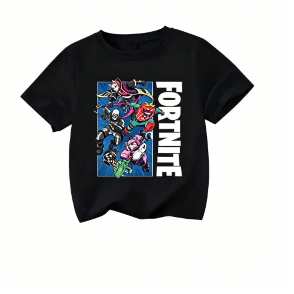 Anime Game Fortress Print Outdoor Street Kids T-shirt and Shorts Summer Home Casual Outfit Boy and Girl's Sports Set