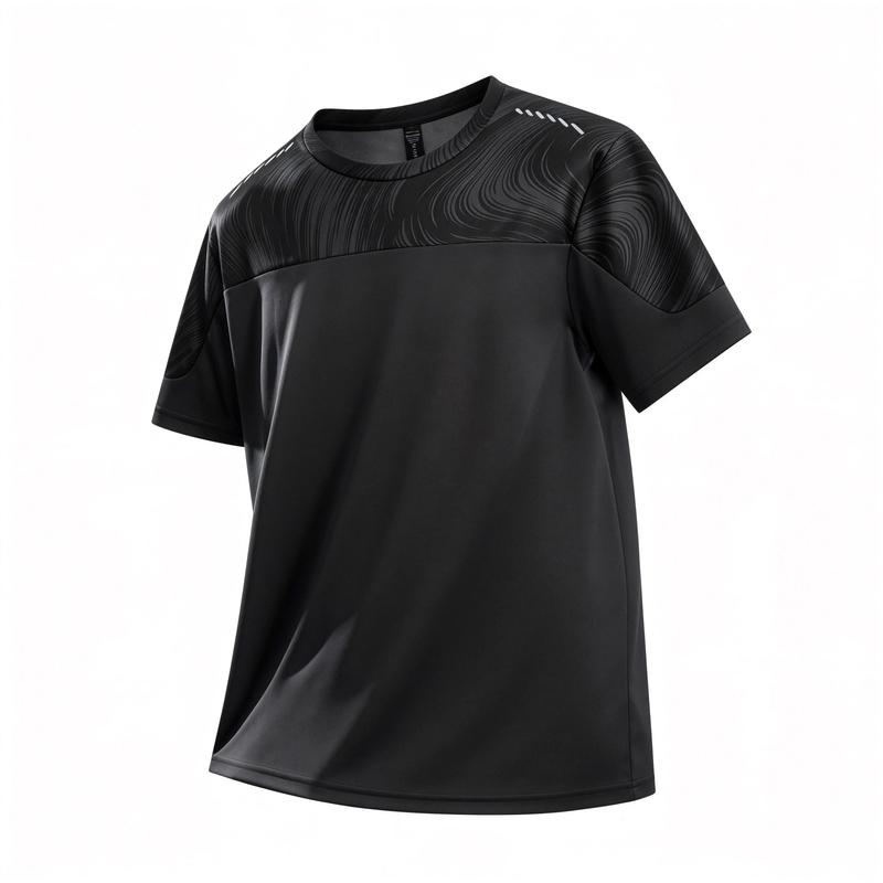 

Quick Drying T-shirt Men s Ice Silk Sports Short Sleeved Mesh Training Running Fitness Casual Top M чорний