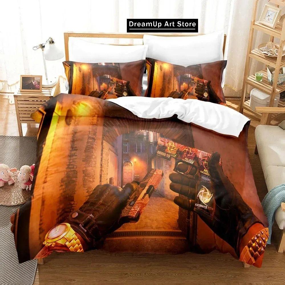 3D Print Fashion Shooting Game Csgo Bedding Set Boys Girls Twin Queen Full Size Duvet Cover Pillowcase Bed Adult Bedroom
