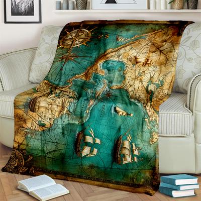 29 Stil Neu Retro Marine Seekarte Kompass Decke, Weiche Überwurfdecke für Zuhause Schlafzimmer Bett Sofa Reise Büro Bezug Kinder