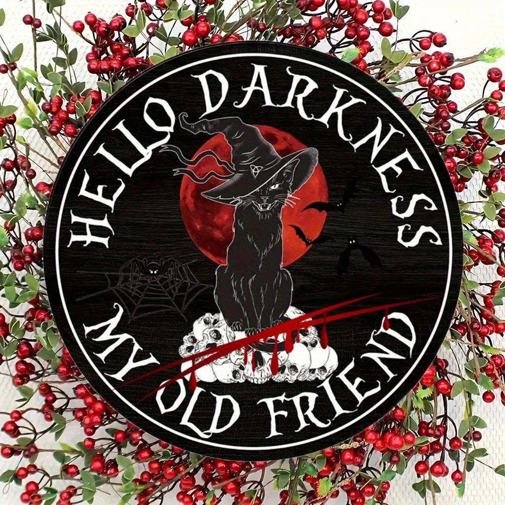 2d Flat 20*20cm, Popular Home Decoration, Halloween Black Cat Wooden Circular Logo, Creative Decorative Board, for Club, Garden, Bar Decor.